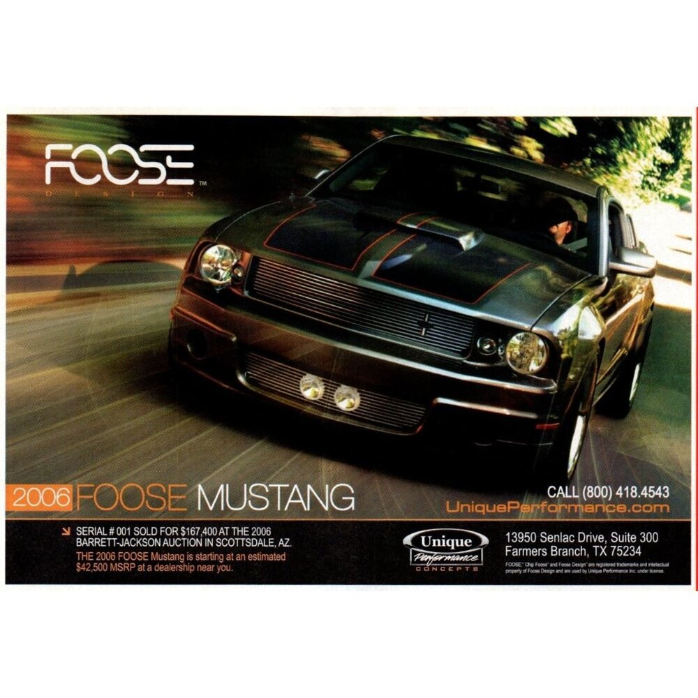 2006 Foose Design Ford Mustang Vintage Print Ad Custom Muscle Car Wall Art
